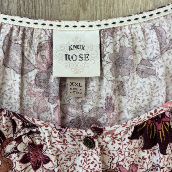 Knox Rose Womens Floral Peasant Top Size XXL Cottagecore Boho Fairy Hippie Flowy - Picture 6 of 11
